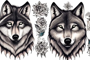 magestic wolf looking straight on tattoo idea