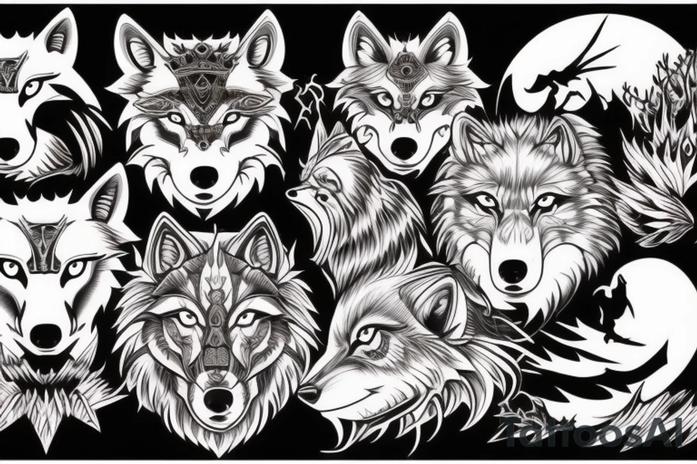Intense wolf tattoo idea