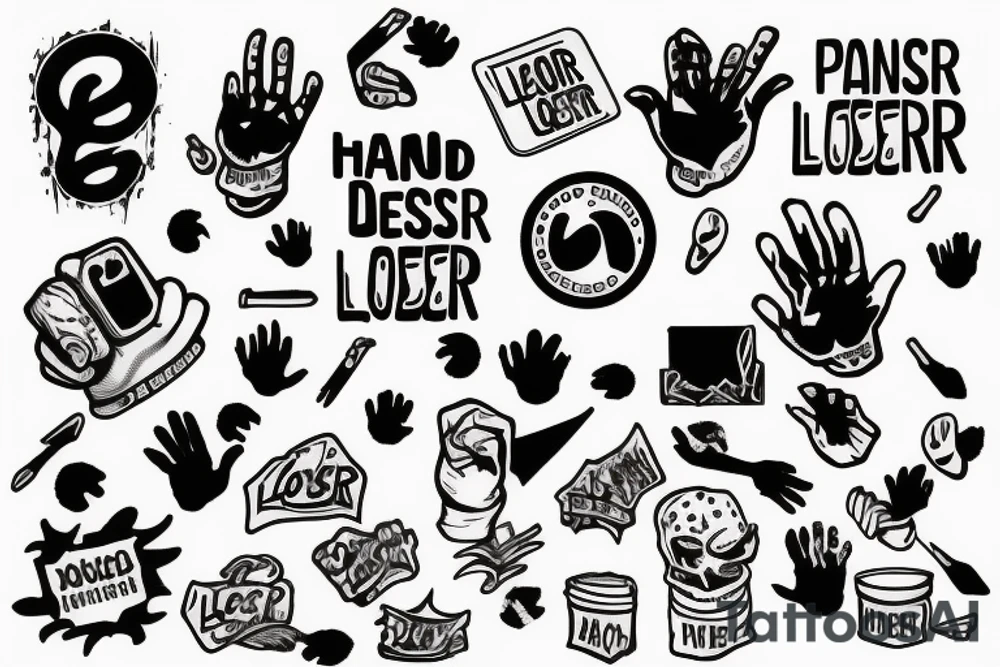 Hand with poop in it with the word Loser over it tattoo idea