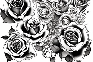 roses and lilac in composition from the hip to underboob tattoo idea