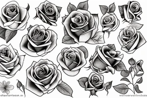 roses and lilac in composition from the hip to underboob tattoo idea