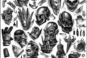 L'homme de Vitruve, le côté gauche, porte une armure de chevalier 
À droite il y a un côté cyborg tattoo idea