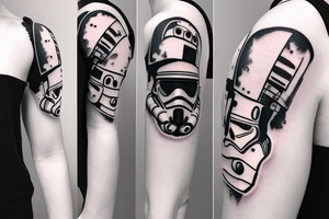 storm trooper helmet with a bit of cloud background tattoo idea