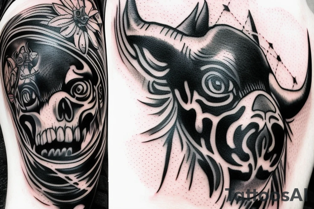 Death as a bull tattoo idea