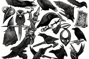 Viking with axe and raven tattoo idea