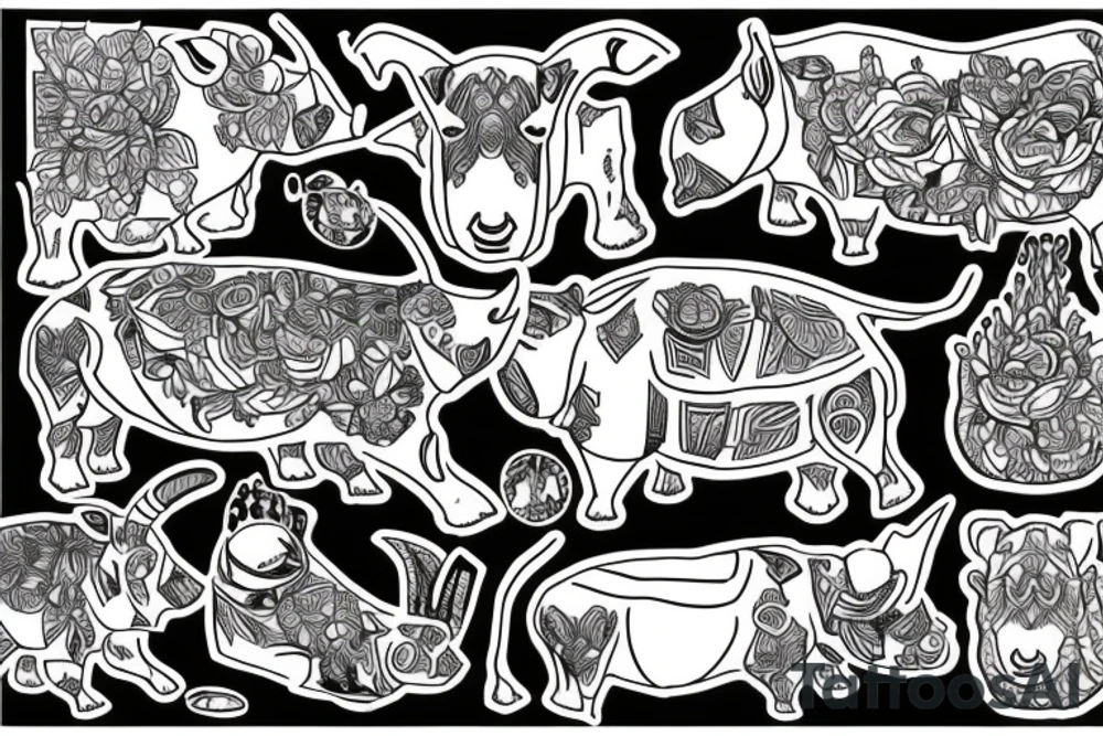 love of goat and rhino. tattoo idea