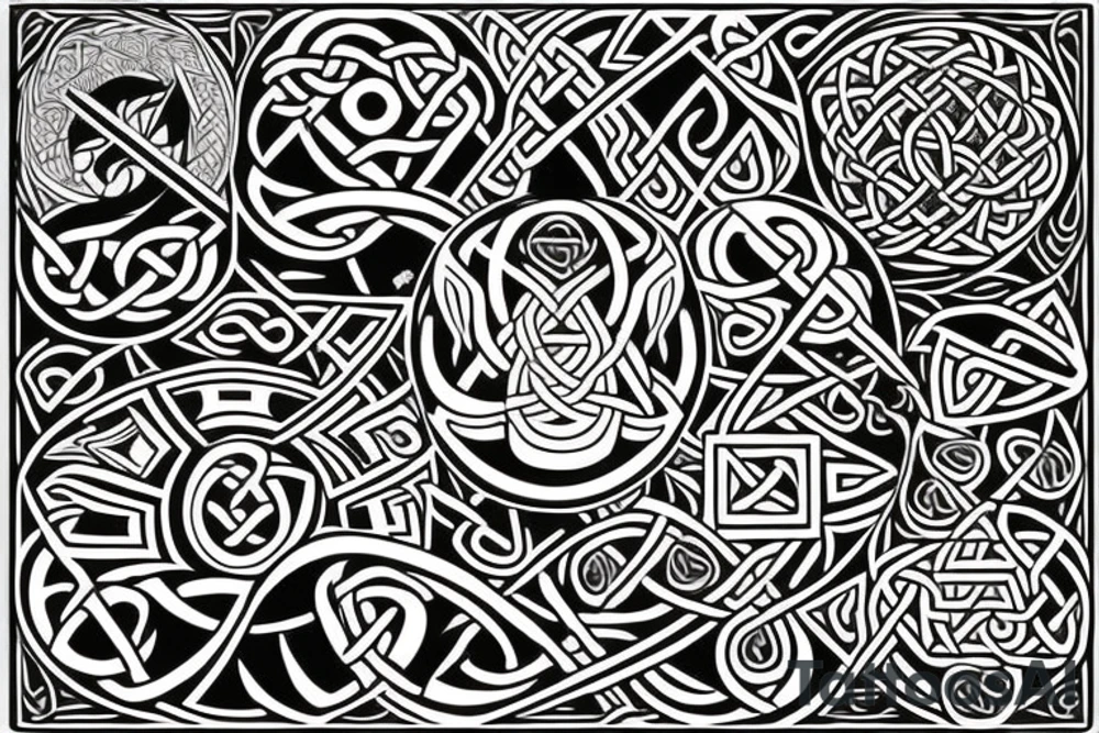 Dark tribal Celtic Cancer zodiac tattoo idea