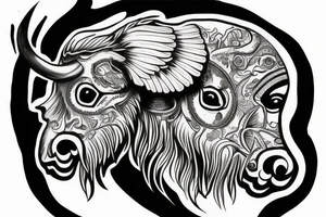 Buffalo head front view tattoo idea