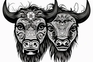 Buffalo head front view tattoo idea