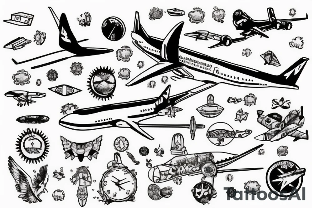 Airplane wanderlust happiness contentment tattoo idea