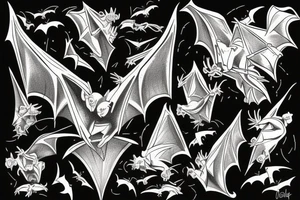 Bats flying out of cracked door tattoo idea
