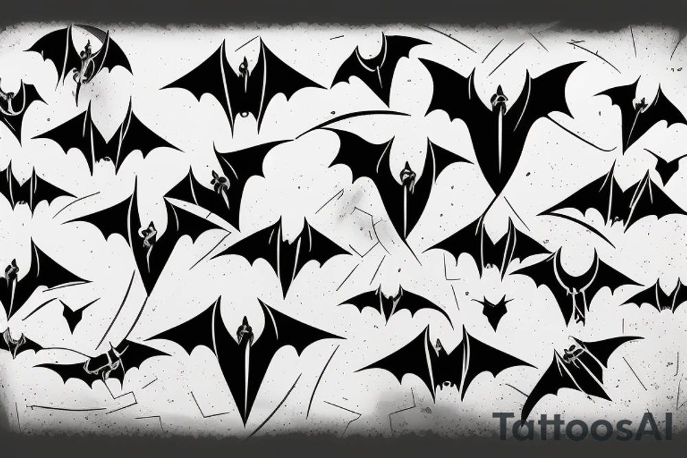 Bats flying out of cracked door tattoo idea