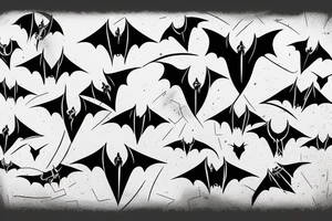 Bats flying out of cracked door tattoo idea