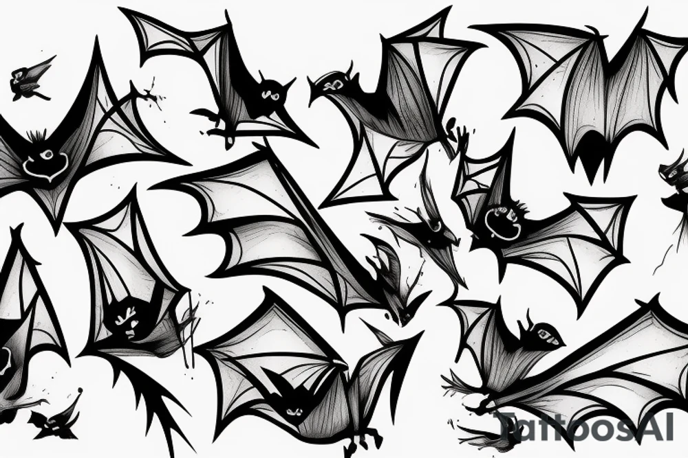 Bats flying out of cracked door tattoo idea