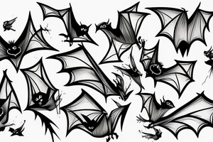 Bats flying out of cracked door tattoo idea