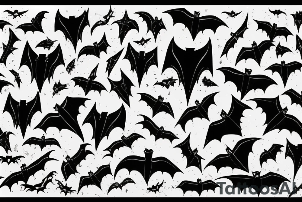 Bats flying out of cracked door tattoo idea