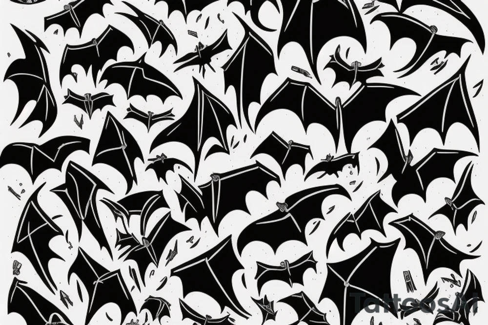 Bats flying out of cracked door tattoo idea