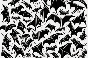 Bats flying out of cracked door tattoo idea