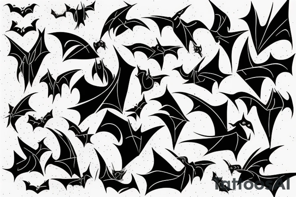 Bats flying out of cracked door tattoo idea