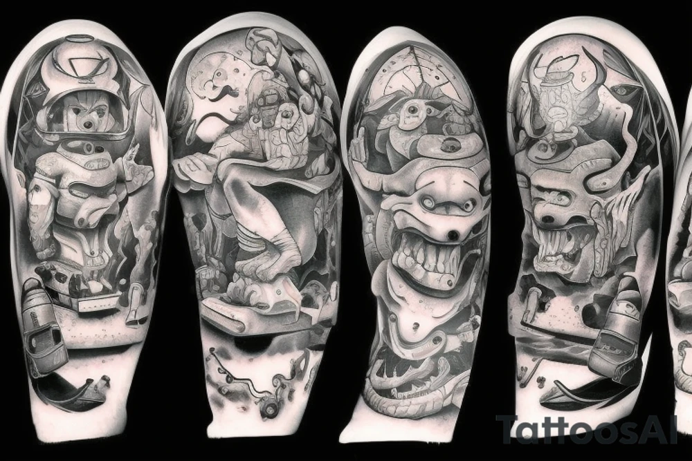 Four wheeler as a monster tattoo idea