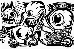 Four wheeler as a monster tattoo idea