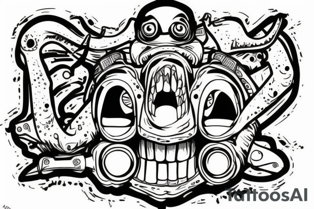 Four wheeler as a monster tattoo idea