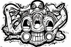 Four wheeler as a monster tattoo idea
