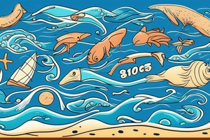 757 in block letters, inside the numbers, I want a beach scene with waves, sand, and ocean animals tattoo idea