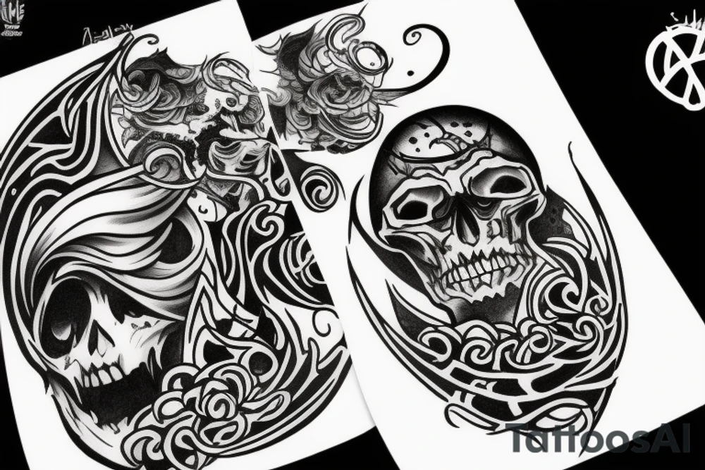 Ghost castle dark moon tattoo idea