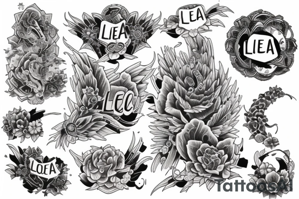 Cover tattoo for The name lea tattoo idea