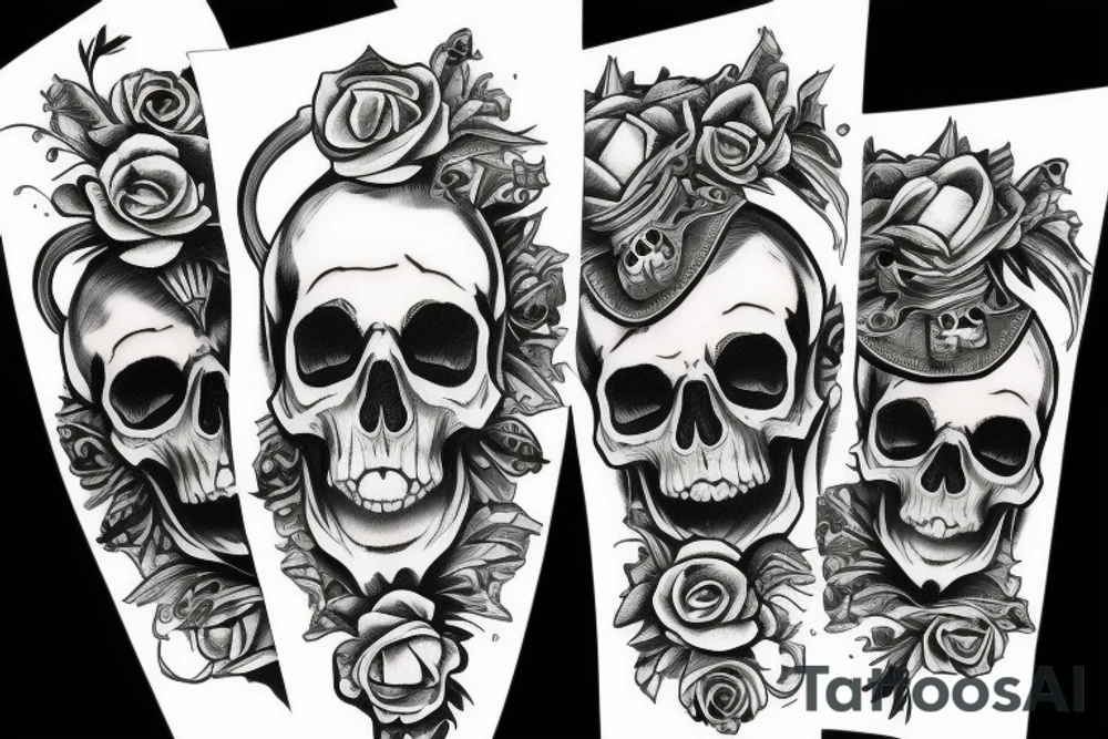 A skull with jesters hat tattoo idea