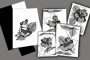Frog with hibiscus tattoo idea