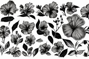 Frog, hibiscus, Brush tattoo idea