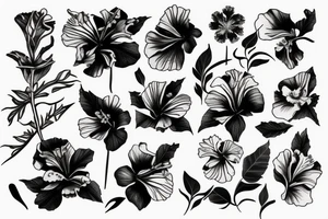 Frog, hibiscus, Brush tattoo idea