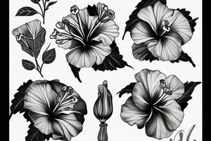 hibiscus, Brush and Frog tattoo idea
