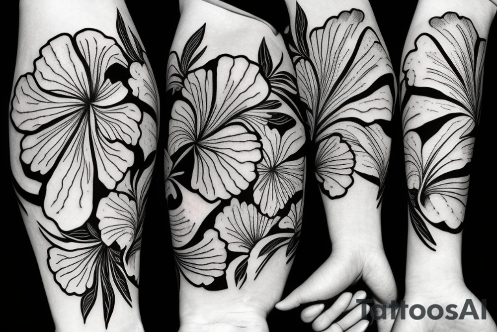 hibiscus, Brush and Frog tattoo idea
