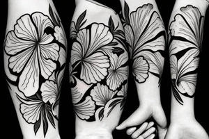 hibiscus, Brush and Frog tattoo idea