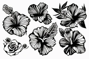 hibiscus, Brush and Frog tattoo idea