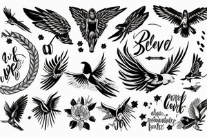 Believer and self confidence, fly high, focused, disciplined tattoo idea