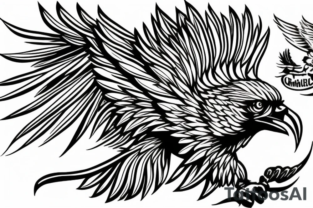Eagle high flying with confidence and trishul tattoo idea