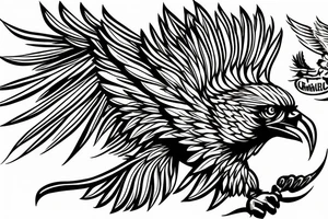 Eagle high flying with confidence and trishul tattoo idea