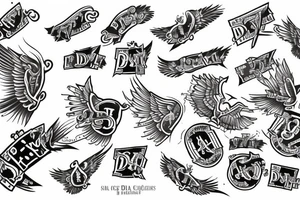 Flying dollar signs from money bag tattoo idea
