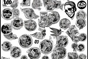Flying dollar signs from money bag tattoo idea