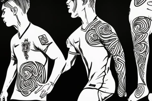 Line drawing soccer pose tattoo idea