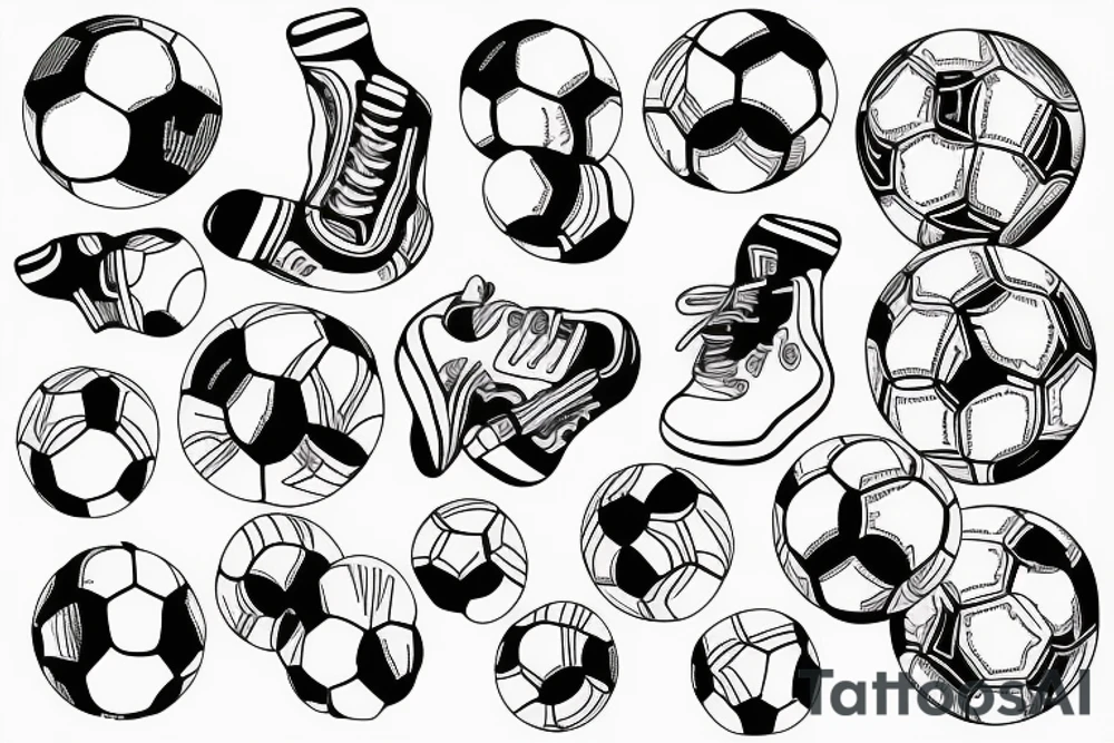Line drawing soccer pose tattoo idea