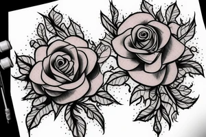 Traditional rose with spider webs tattoo idea