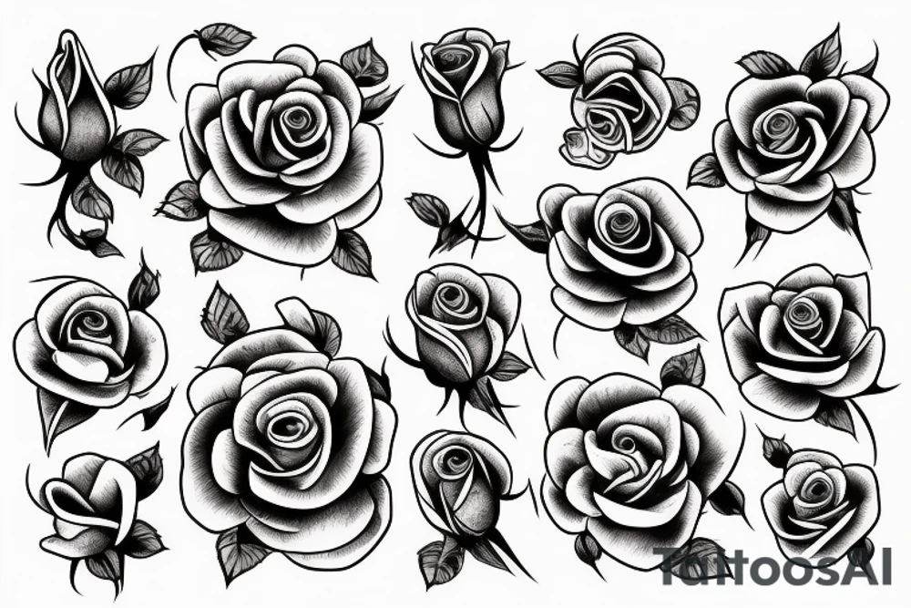 Traditional rose with spider webs tattoo idea