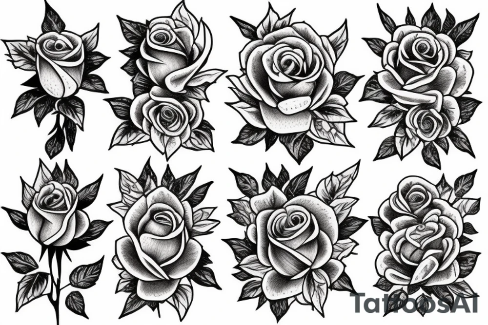 Traditional rose with spider webs tattoo idea