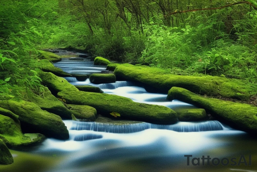 leaves on a stream could be a line of leaves flowing down the stream, with one leaf slightly larger than the others to serve as the focal point. The leaves could be different shades of green, with some having slight variations in color to represent the different stages of growth. The stream could be depicted as a thin blue or black line, with rippling effects to give the impression of flowing water. Additionally, the tattoo could be placed on the inner arm, with the leaves flowing down towards the wrist and the stream following the natural curve of the arm. tattoo idea