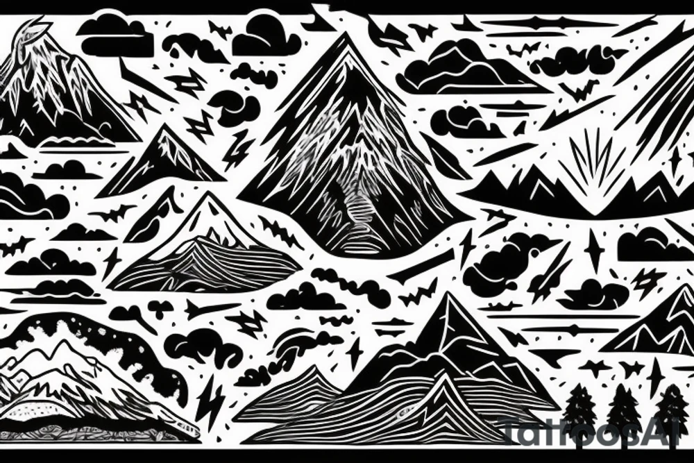 Dark mountain with a lightning bolt tattoo idea